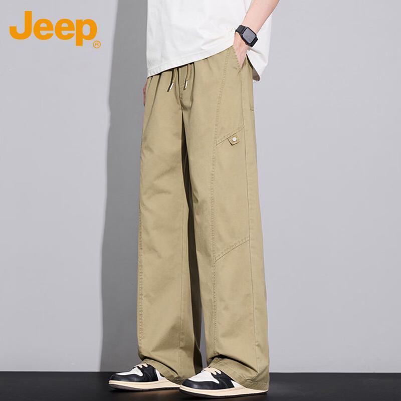 JEEP Men's Pure Cotton Relaxed Fit Straight-Leg Cargo Pants