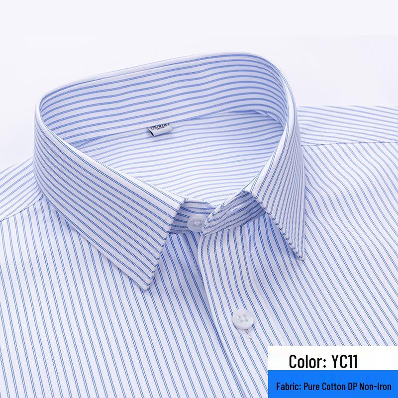 2026 Spring Men's Non-Iron Double-Ply Pure Cotton Long-Sleeve Formal Shirt