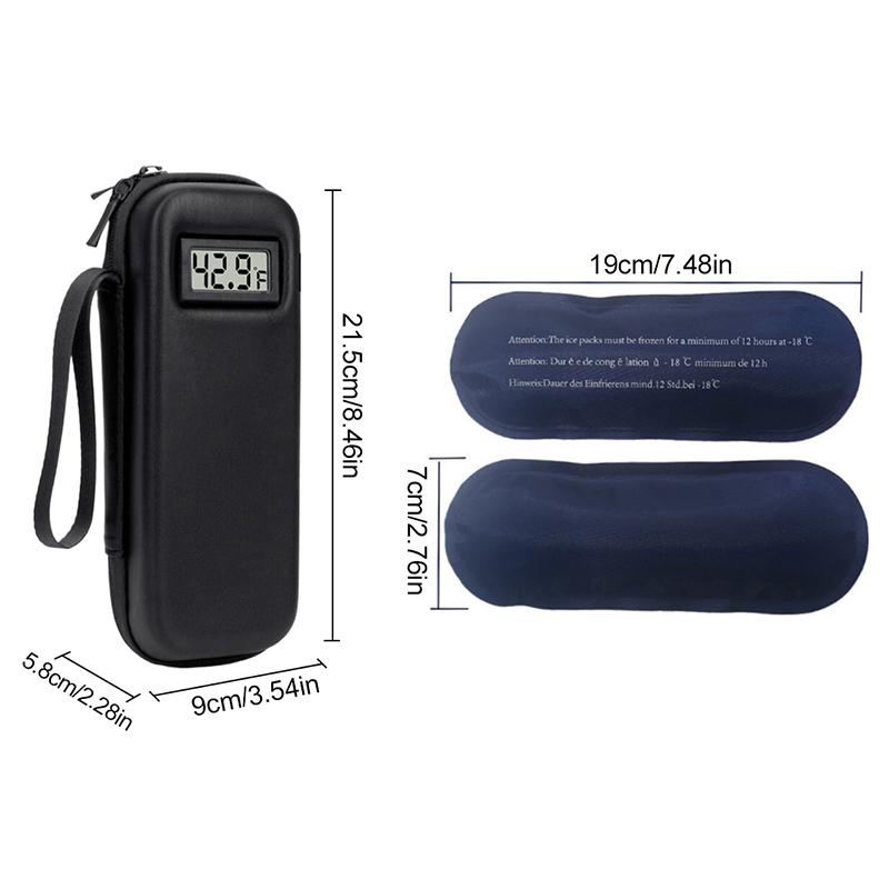 Insulin Cooler Travel Case With Thermometer Display Diabetic Cooler Medication Refrigerated Insulin Pen Organizer Bag Waterproof