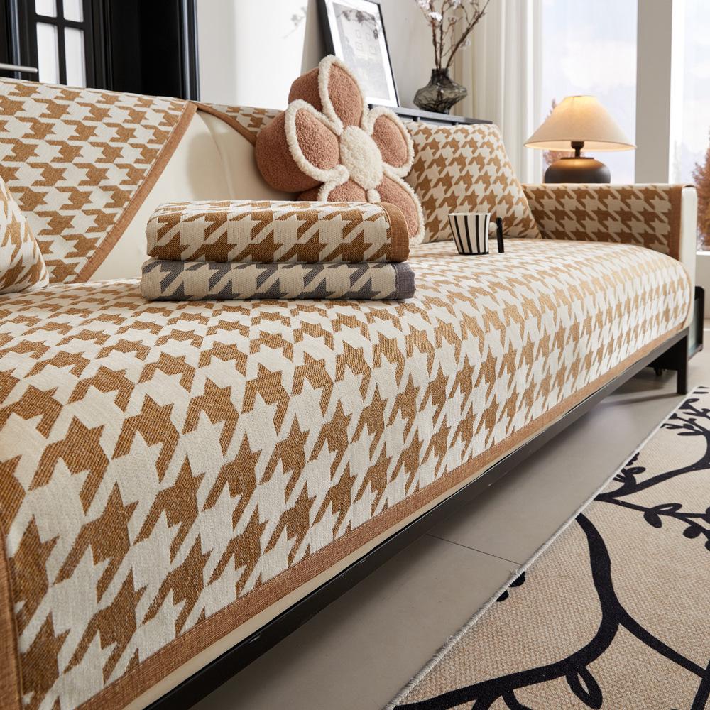 Houndstooth Nordic High Sense Chenille Sofa Cushion Four Seasons Universal Seat Cushions Non-Slip Leather Sofa Cover Cover Cloth