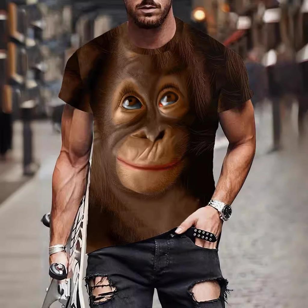 Letní Pánská Trička s 3D Potiskem Medvěda a Psa Pandy Módní Ležérní s O-výstřihem Krátký Rukáv Sportovní Oblečení Cool Streetwear Nadměrné Top