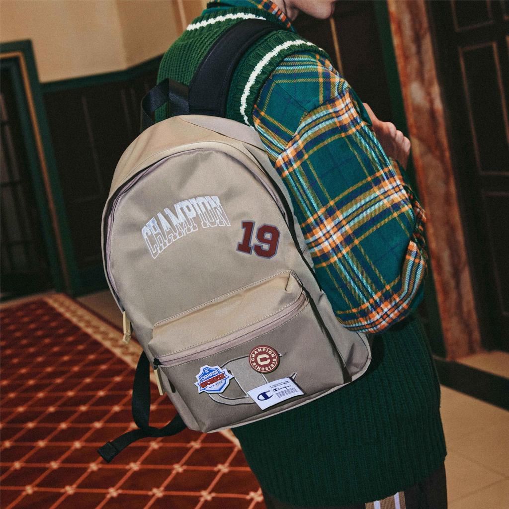 Champion Campus Tear Bag C-Logo Badge Velcro Campus Casual Sports Zipper Fabric Backpack Medium Unisex backpack U4AACPU04