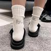 Trendy Japanese Thickened Sports Mid-Calf Socks - Solid Color Pure Cotton for Men & Women, Workwear Retro Style