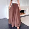 High-Waisted Floral Beaded Pleated A-Line Skirt - Women's Slimming Long Skirt, Spring 2026 Arrival
