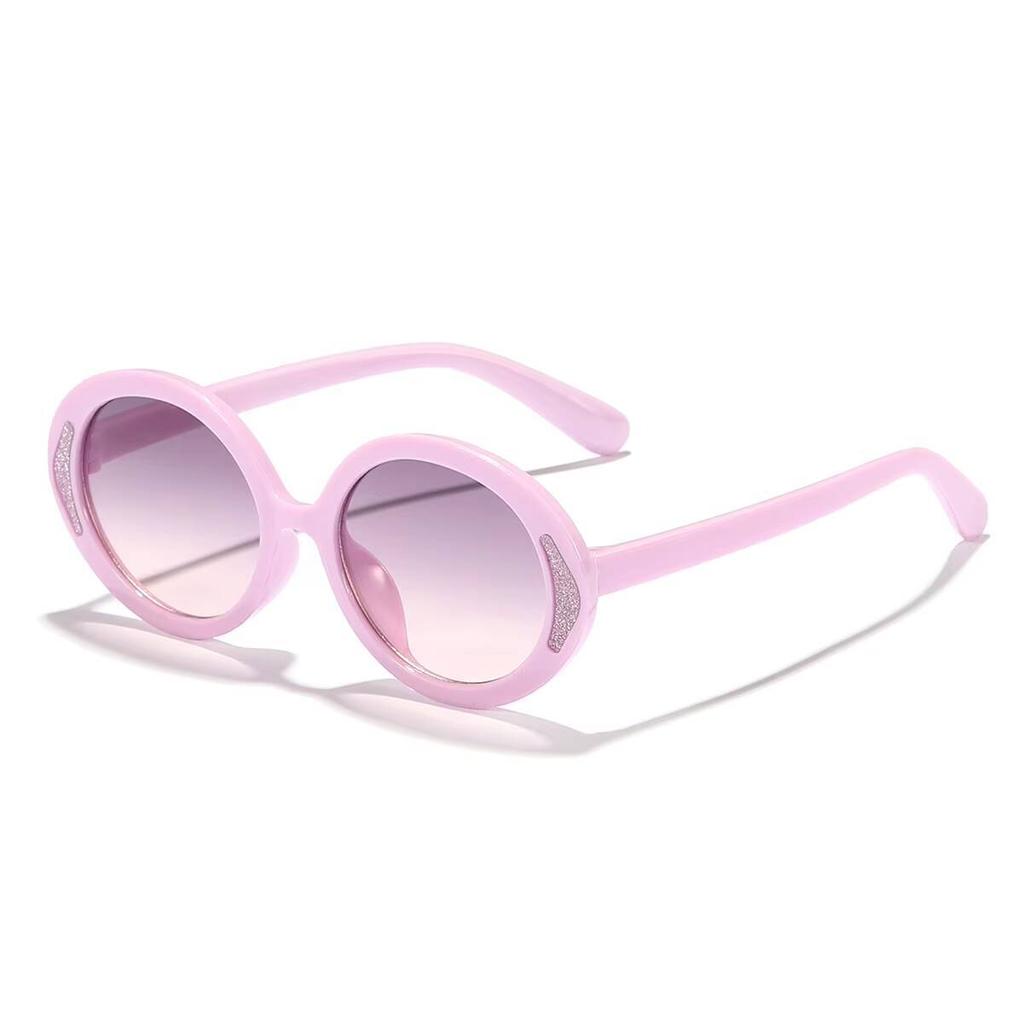 2026 Children's Candy Color Fine Flash Oval Frame Cute Baby Trendy Fashion Street Photography Sunshade Sunglasses
