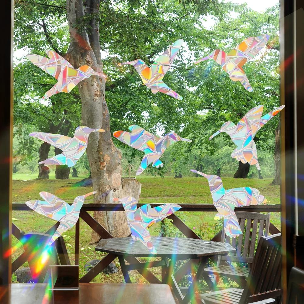 Rainbow Suncatcher Window Stickers PVC Cartoon Cat Dog Butterfly Prism Glass Wall Sticker Home Bedroom Window Decoration