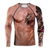 Spring and Autumn Round Neck 3D Muscle Printed Top Fashionable Casual Long Sleeved Men's T-shirts