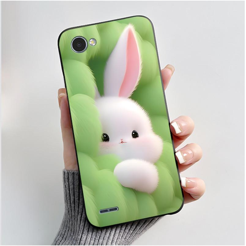 For LG Q6 Q6 Plus Q6a Case Luxury Cute Love Rabbit Funny Soft Silicone Black TPU Protective Cover LG q6 X600L X600K Phone Casing