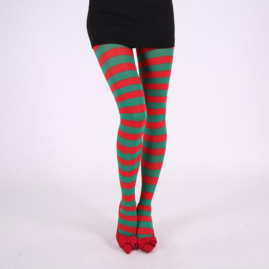 Christmas Stockings Striped High Elasticity Lady Vintage High Waist Pantyhose Cosplay Costume