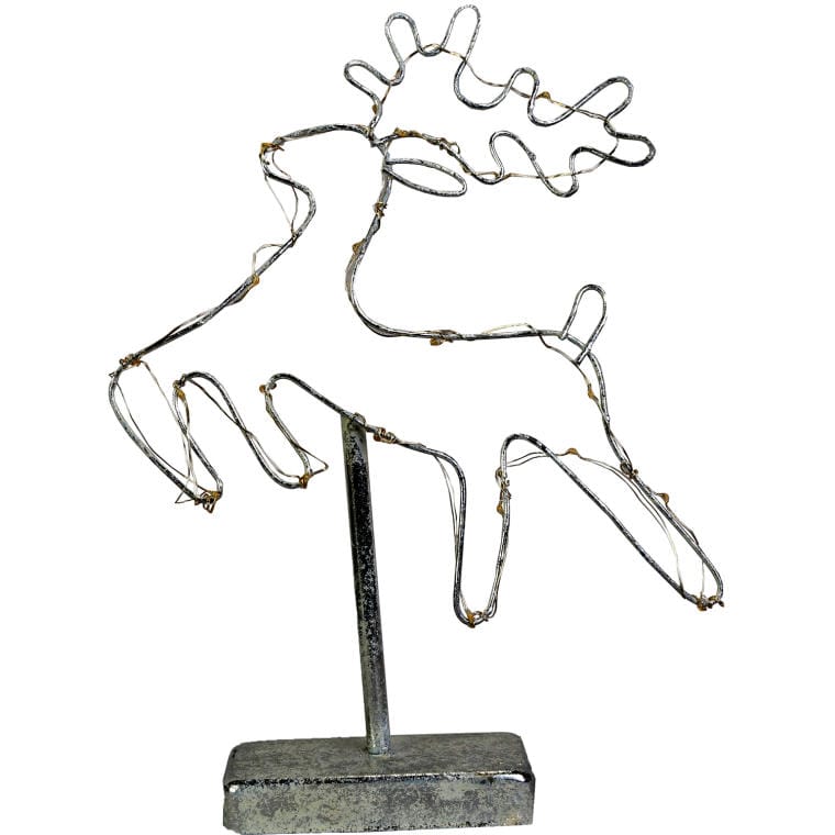 Metal Reindeer with 20 Warm White Battery-powered LED Lights, 25x40 Cm