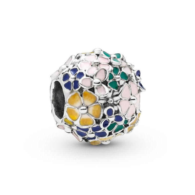 Original Copper Pink Spring Flower European Charm Pendant, Fit Women'S Fashion Bracelet Pendant In