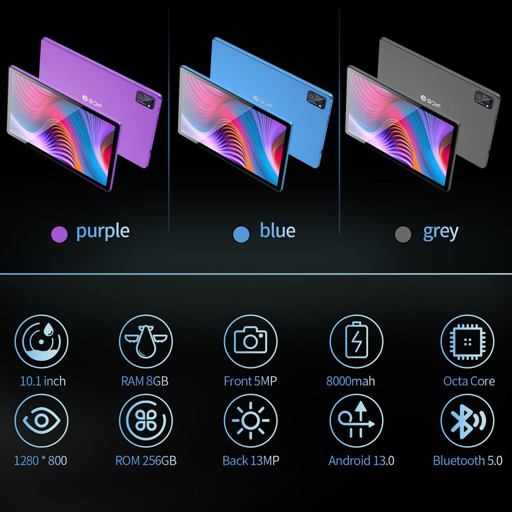 BDF 10,1 Zoll Y7 Android 13 Tablet 8GB RAM 256GB ROM 4G Netzwerk 3G 4G Lte Simkartennetzwerk 8000mAh