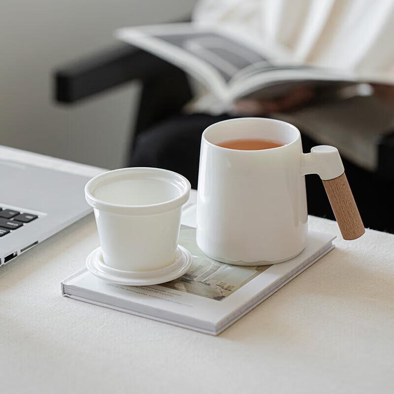 Muyi Ruyi White Porcelain Office Tea Mug