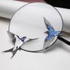 1Pair Blue Swallow Embroidery Patch Multi-Pose Symmetrical Design Iron On Applique For Clothing Hole Repair