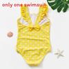 Girl Swimwear With Flamingo Print And Ruffle Shoulder Straps For Water Sports