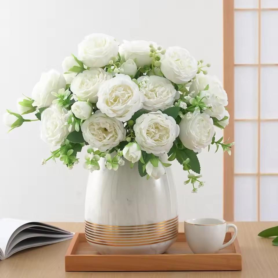 30cm Rose Artificial Flower for Decoration Fake Flowers Silk Peony Faux Bouquet Arrangements for Home Bridal Wedding Party Table
