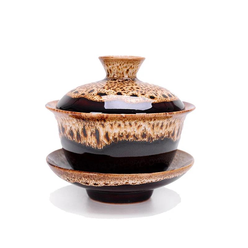 Chinese Gaiwan Tea Set Fish Kung Fu Tea Tureen Kiln Change Gai Wan Multicolor Teaware Sancai Tea Cup Travel Beautiful Kettle