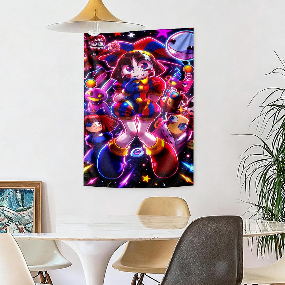 Digital Circus Wall Decor Tapestry Art For Pet Memorial Birthdaywedding Party Backdrop Family Gift