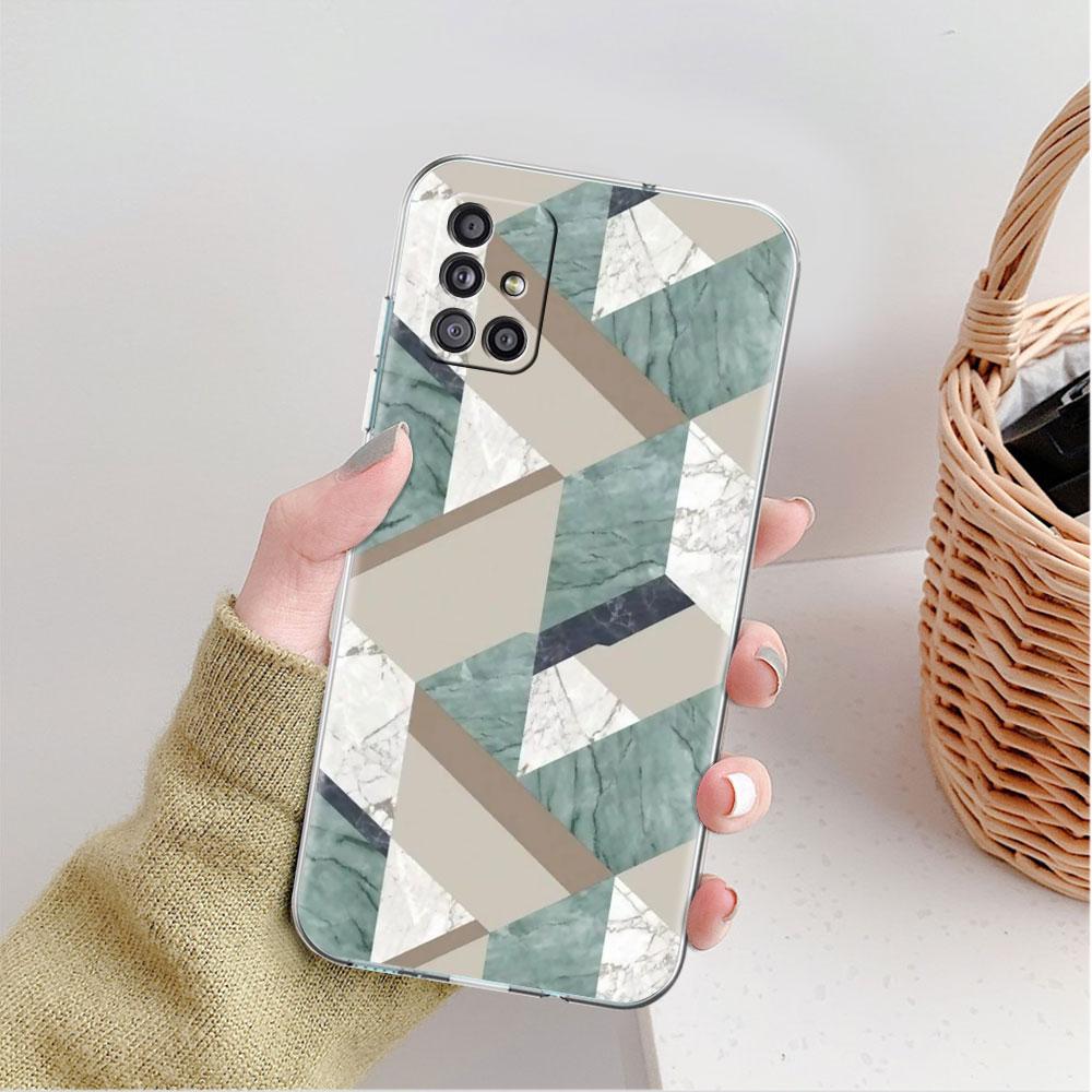 Clear Case For Samsung Galaxy A52 A12 A51 A32 A21s A71 A32 A22 50 A70 A31 A72 5G Phone Cover Granite Marble