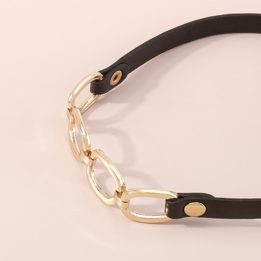 Women European Trend Choker Exaggerated Leather Chain Splice Necklace Harajuku Punk Bracelet For Women