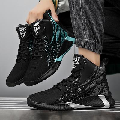 Baskets montantes pour hommes Maille respirante Légères Chaussures de sport décontractées Confortables Baskets de marche décontractées pour hommes Antidérapantes Mâle