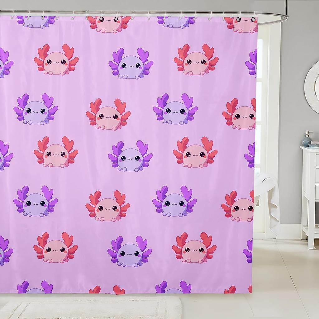 Little Cat Shower Curtain Cute Kitten Shower Curtain Set Galaxy Starry Sky Bath Curtain Universe Planet Purple Nebula Cosmic