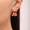 18K Gold-Plated Zircon Enamel Earrings Set