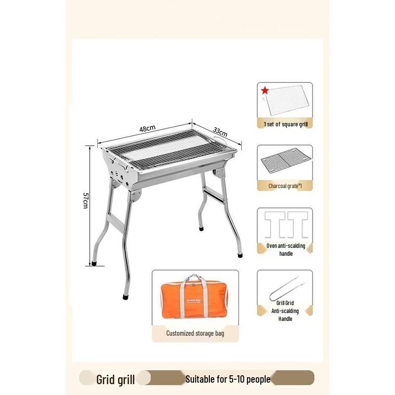 Portable Folding Stainless Steel Charcoal BBQ Grill