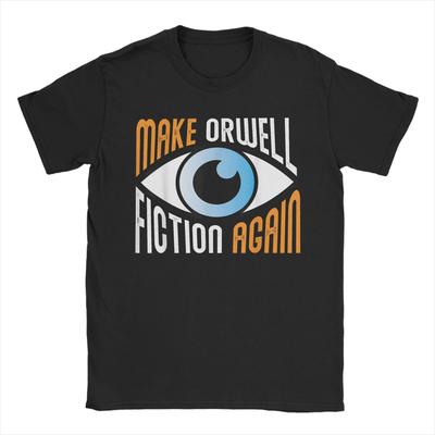 Męskie 1984 Spraw, by Orwell znów był fikcją Koszulki z okiem Satyra dystopijna Bawełniane gadżety Vintage Koszulka z okrągłym dekoltem 4XL 5XL 6XL Koszulki
