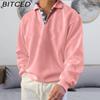 BITCED Autumn Long-Sleeved V-Neck Men's Collared Oversized Hoodie