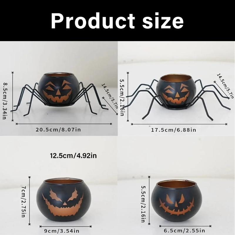 Halloween Candle Holders Tealight Votive Candle Holders with Grimaces,Pumpkin Lanterns Decorative Halloween Centerpieces