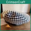 Beret Classic Houndstooth Womens Flat Top Hat In Black Summer Edition