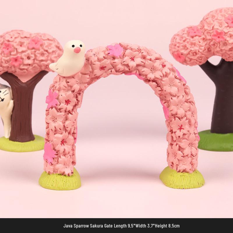 Handmade Japanese Zakka Cat Ornaments: Cute Cherry Blossom Resin Decor for Home