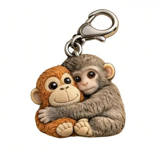 Little Monkey Pocket Hug Token Cute Monkey Holding Plush Toy Keychain with Card Inspirational Keepsake for Friends Family Emotional Support 1pc