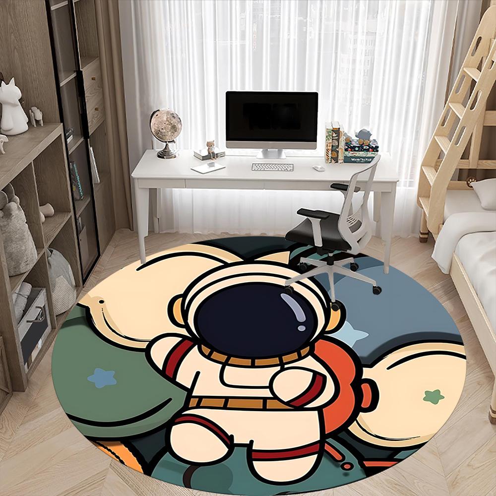 1pc Astronaut Space Office Round Area Rug, Under Office Chairs Bedroom Living Room Home Decor, Room Deco