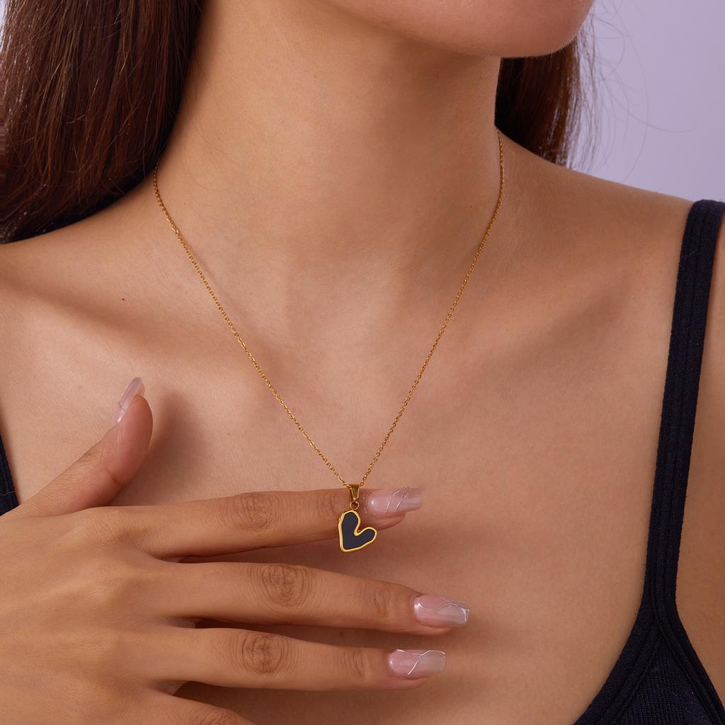 Stainless Steel Love Heart Pendant Necklace For Women Gold Color Fashion Neck Chain Female Choker Collar Jewelry Birthday Gifts