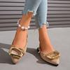Metal Buckle Wrapped Toe Sandals Summer Pointed Toe Shallow Mouth One Strap Soft Sole Non-Slip Low Heel Shoes