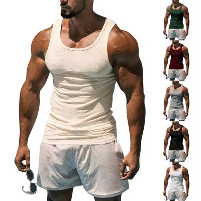 Herren Geripptes Trägertop Ärmellos Sportshirt Leicht Atmungsaktiv Muscle Fit Unterhemd für Training Fitnessstudio Workout Laufen Sport