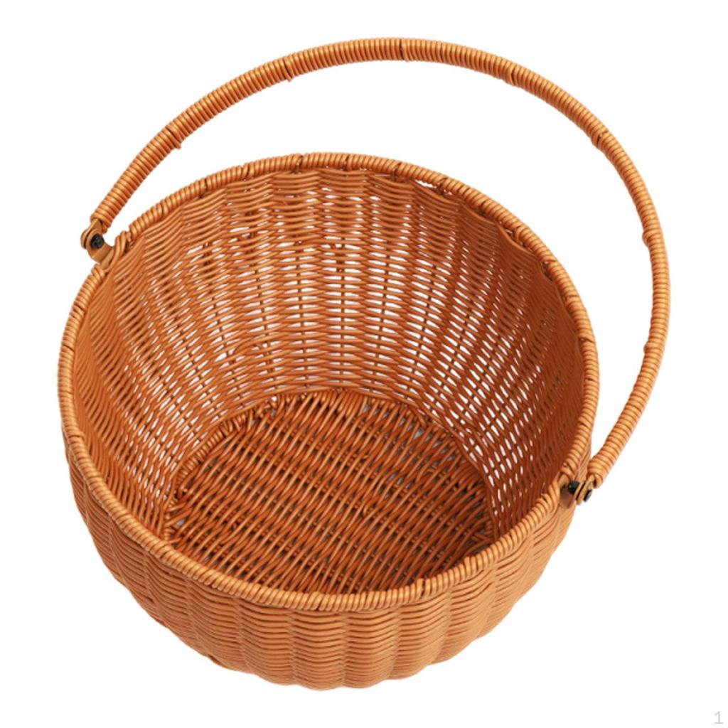 Picnic Basket with Handle Imitation Rattan Storage Reusable Compact Organizer for Tabletop