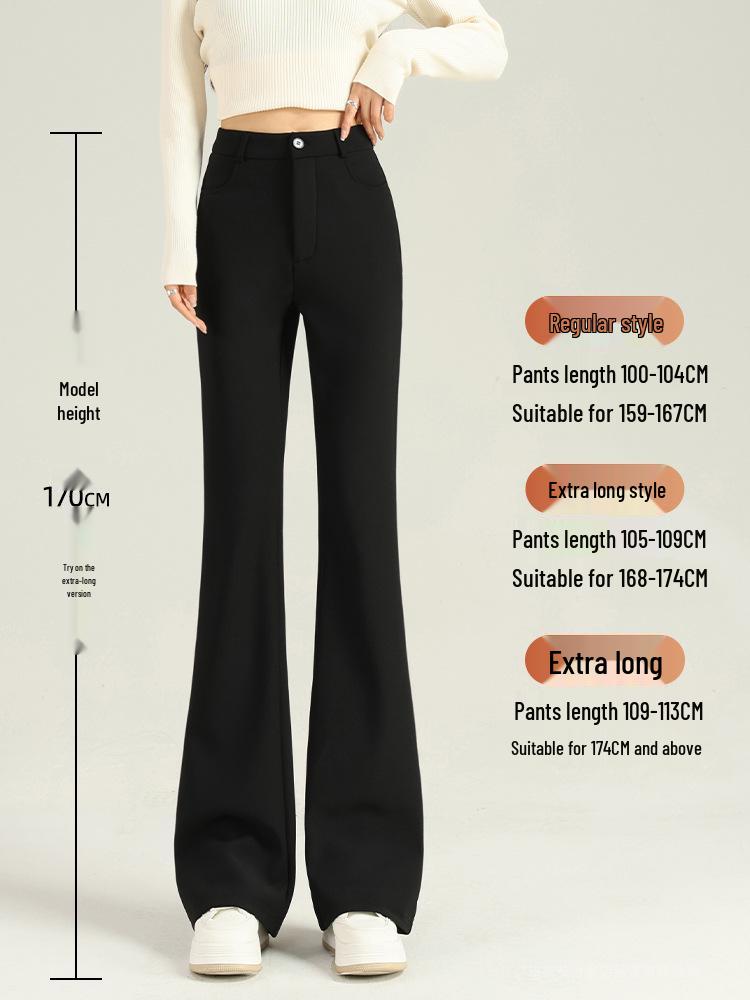 Women’s Winter 2026 High-Waist Micro-Flared Black Pants with Velvet Lining