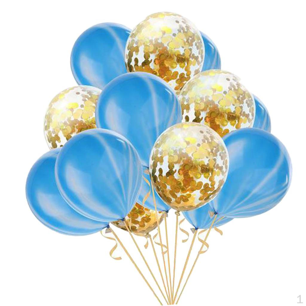 15 Quality Latex Balloons with Paillette Confetti and Ribbon Wedding Birthday Party Decor Accessory