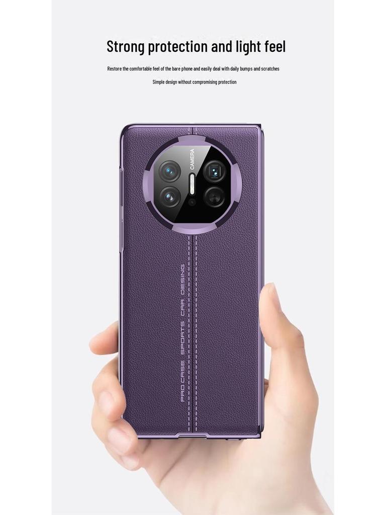 Official Electroplated Leather Texture Protective Cover for Huawei MateX5 - Anti-fall, Folding Screen Compatible