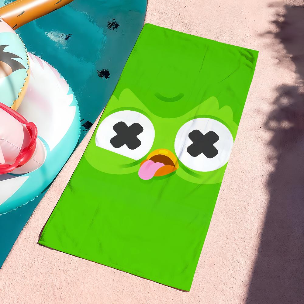 Зеленое Аниме Большие Глаза Мультяшное D-Duolingo-Study Милое Полотенце Быстросохнущее Мягкое Йога Плавание Фитнес Альпинизм Пляжные Полотенца