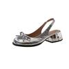 Bow bag head thick heel high heel sandals women's summer new with skirt single shoes women's shoes