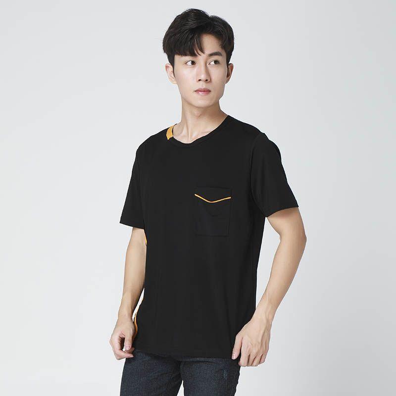 Menseye Striped Black Youth Daily Chinese Fad Short-Sleeved T-shirt