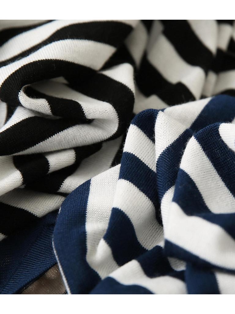 Women's Blue & White Striped Knit Pullover - Spring 2026 Collection