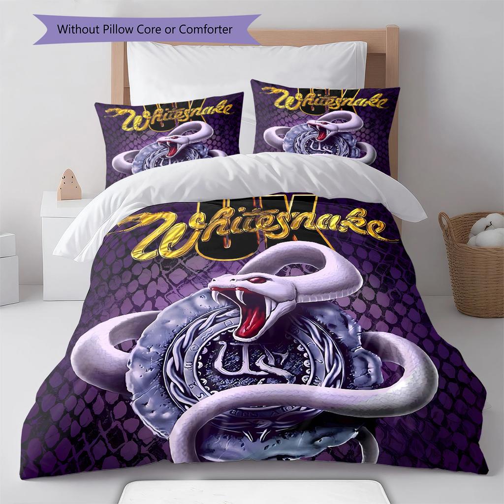 Whitesnake Pattern Bedding,Quilt Set Quilt Cover Pillowcase Home Birthday Gift (1 * Duvet Cover + 2 * Pillowcase, Without Core)