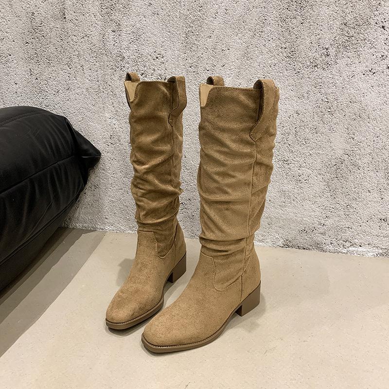 

Brown boots children 2025 new summer and autumn stacking boots western cowboy high boots but knee knight boots 35 хаки