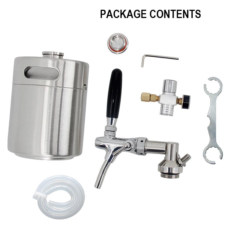 Brand New 2/4/5L Mini Keg Tap System Flow Control Faucet Single Wall Beer Portable Taproom Beer Cider Carbonated Drinks