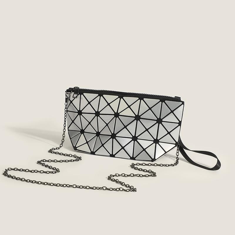 The Same Style of Japanese Geometric Splicing Diamond Folding Women's Bag New Style  One Shoulder Oblique Cross Chain Small Square Bag Handbag